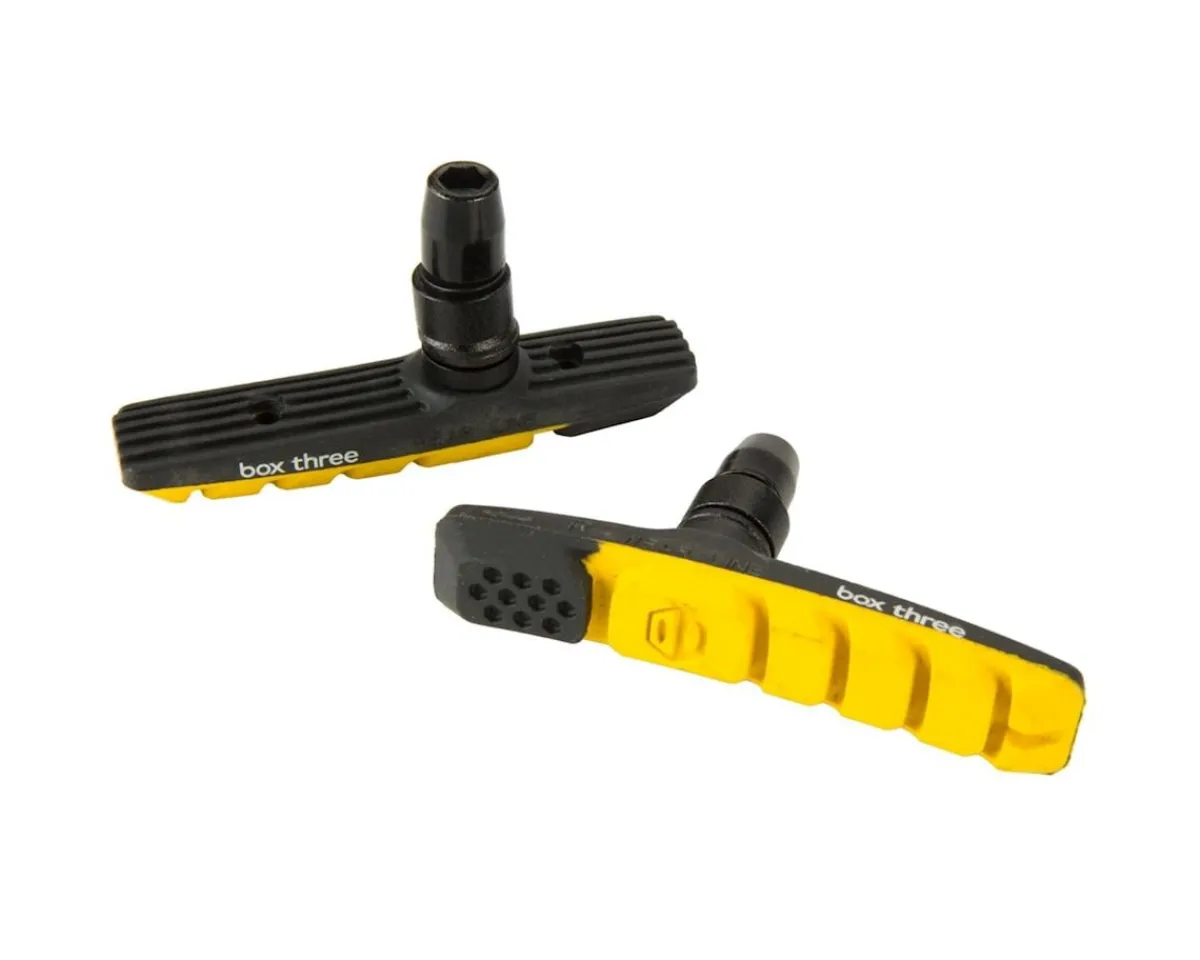 Box Brakes|Three V-Brake Pads (Yellow) (1 Pair) (Threaded)