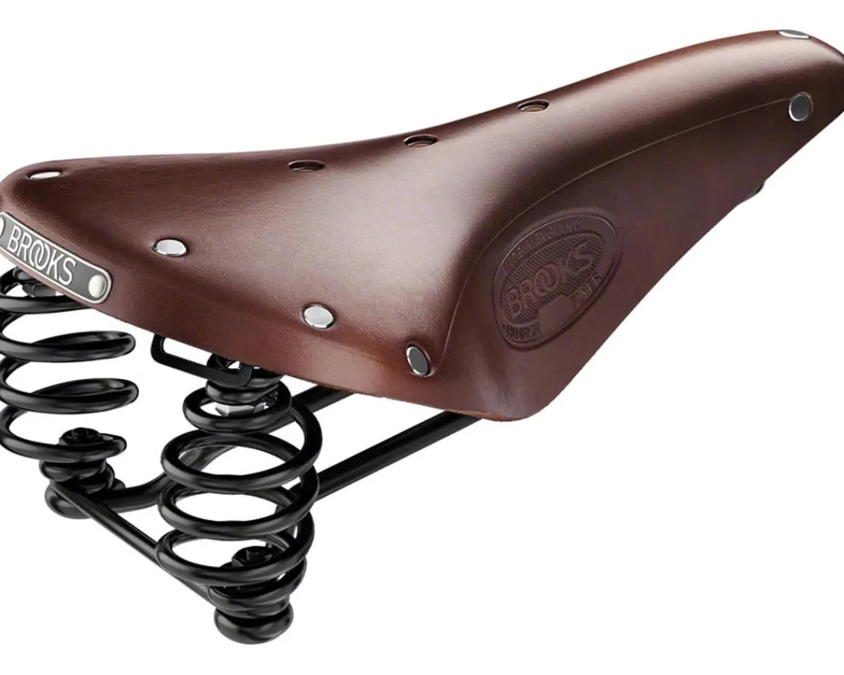 Brooks Saddles & Seats|Flyer Men's Leather Saddle (Antique Brown) (Steel Rails) (170mm)