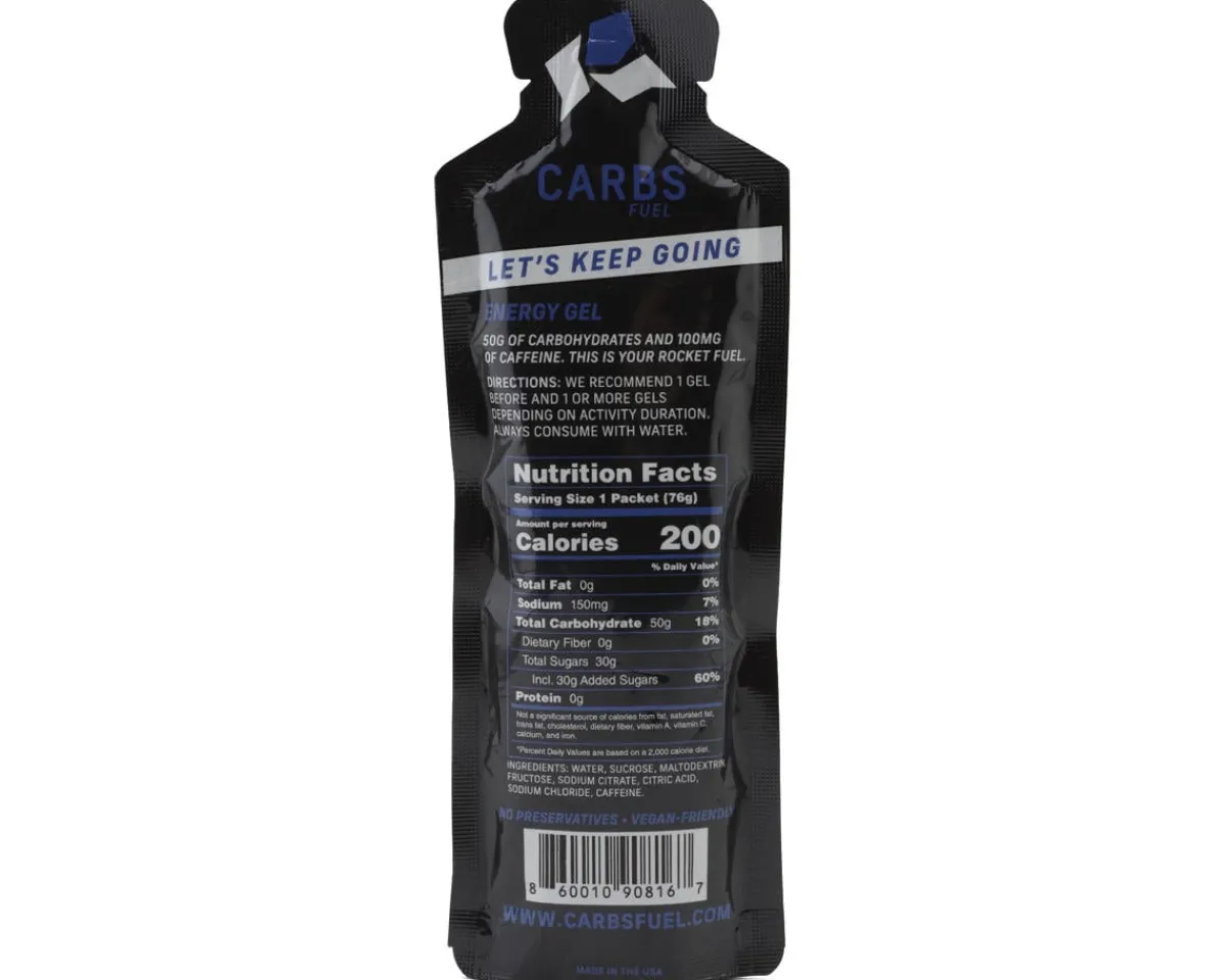 Carbs Fuel Nutrition & Skin Care|Caffeinated Original Energy Gels (1 | 2.68oz Packet)
