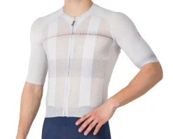 Castelli Jerseys|Summer Essentials|Climber's A/C Short Sleeve Jersey (Silver Grey/Red) (XL)