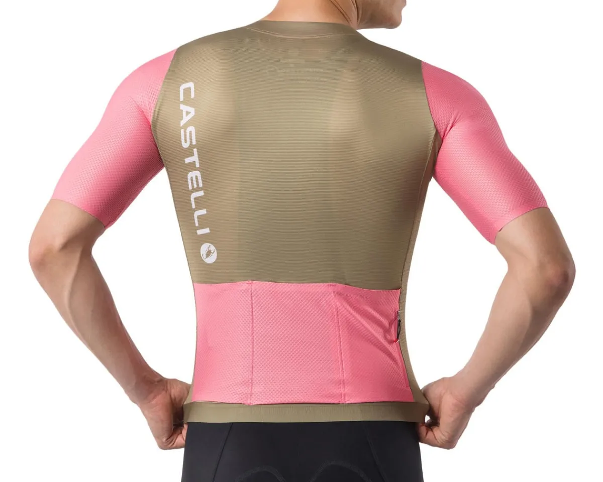Castelli Jerseys|Summer Essentials|Corretto Short Sleeve Jersey (Elmwood/Rosa Giro-White) (M)