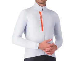 Castelli Jerseys|Entrata Thermal Long Sleeve Jersey (Silver Grey/Brilliant Orange) (M)