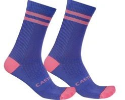 Castelli Clothing Accessories|Shoes, Socks, & Footwear|Originale 18 Socks (Ultraviolet/Rosa Giro) (S/M)