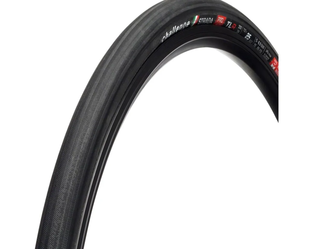 Challenge Tires|Strada Pro Handmade Tubeless Road Tire (Black) (700c) (25mm) (SuperPoly)