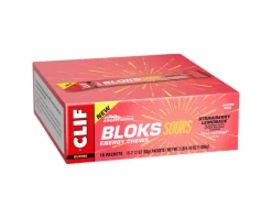 Clif Bar Nutrition & Skin Care|Shot Bloks Energy Chews (Sour Strawberry Lemonade) (18 | 2.1oz Packets) (w/ Caffeine)