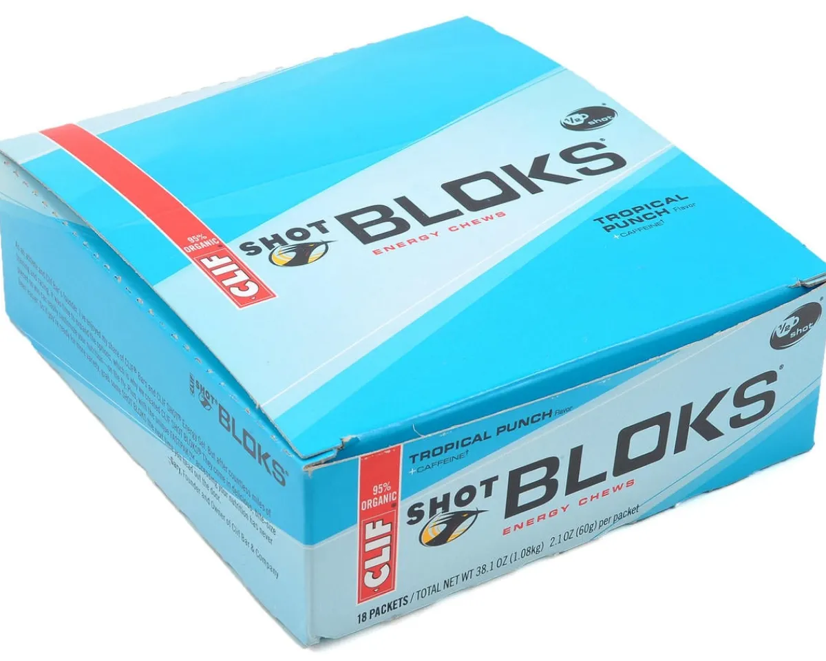 Clif Bar Nutrition & Skin Care|Holiday Shopping|Shot Bloks Energy Chews (Tropical Punch w/Caffeine) (18 | 2.1oz Packets)