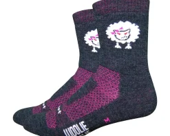 DeFeet Clothing Accessories|Shoes, Socks, & Footwear|Woolie Boolie 4" Baaad Sheep Sock (Charcoal/Neon Pink) (M)