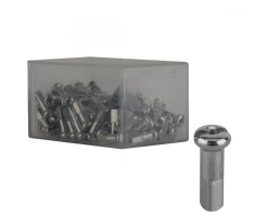 DT Swiss Wheels & Parts|Brass Spoke Nipples (Silver) (2.0 x 14mm) (Box of 100)