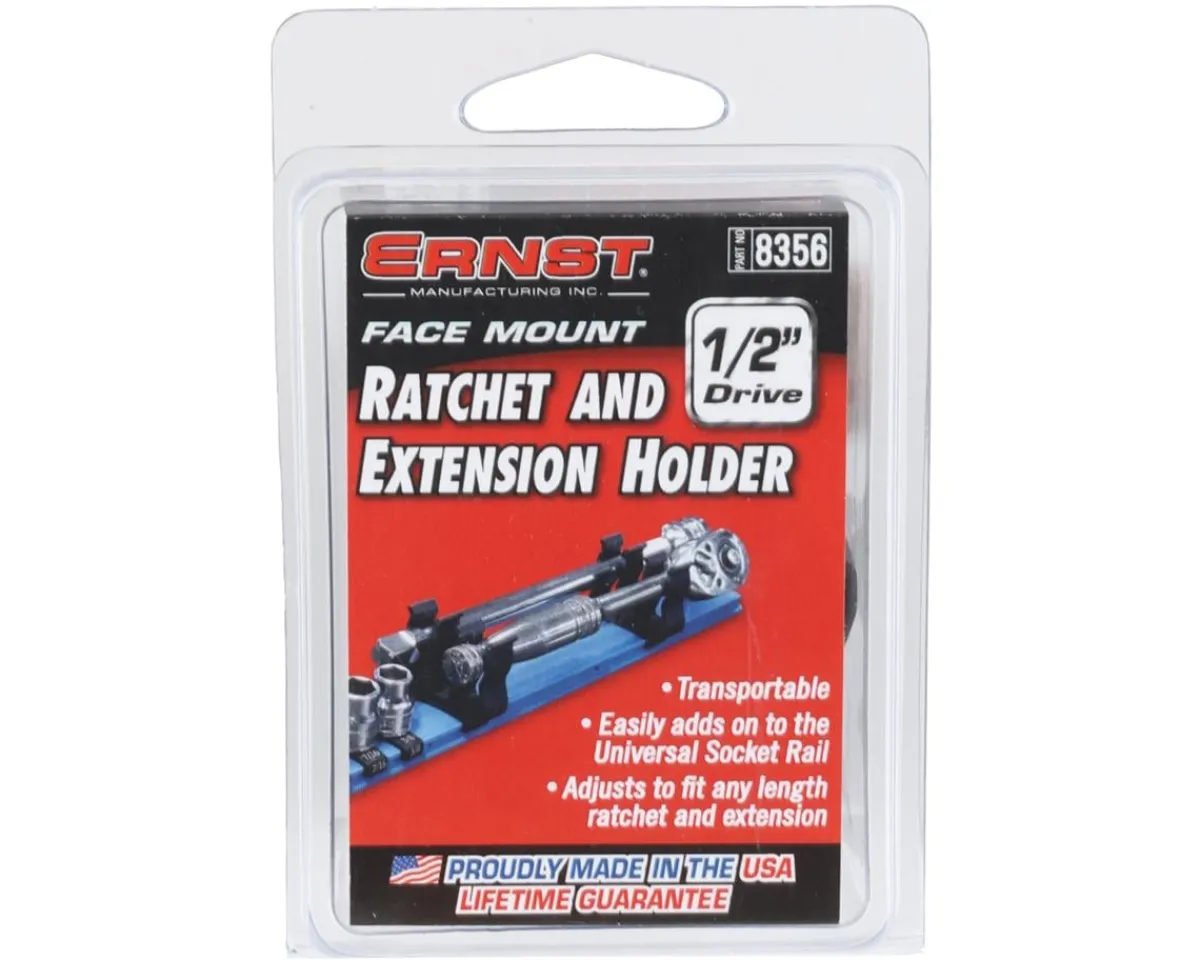 Ernst Manufacturing Tools|1/2” Face Mount Ratchet & Extension Holder (Black)