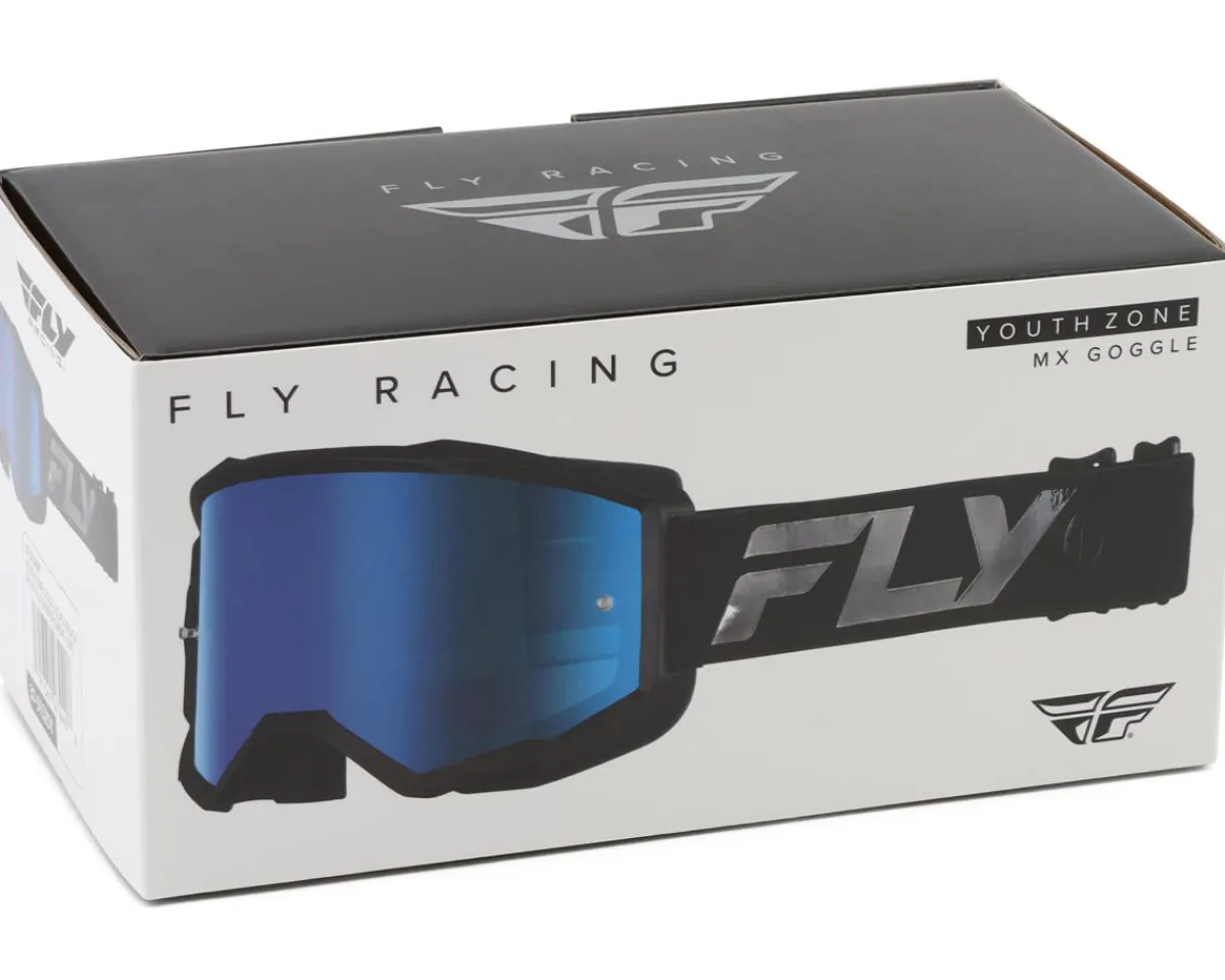 Fly Racing Sunglasses & Goggles|Youth Zone Goggles (Black/Black) (Sky Blue Mirror/Smoke Lens)