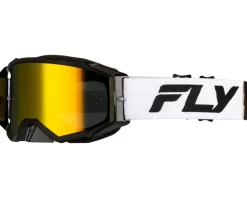 Fly Racing Clothing Sale|Sunglasses & Goggles|Zone Pro Goggles (White/Black/Gold) (Gold Mirror/Smoke Lens)