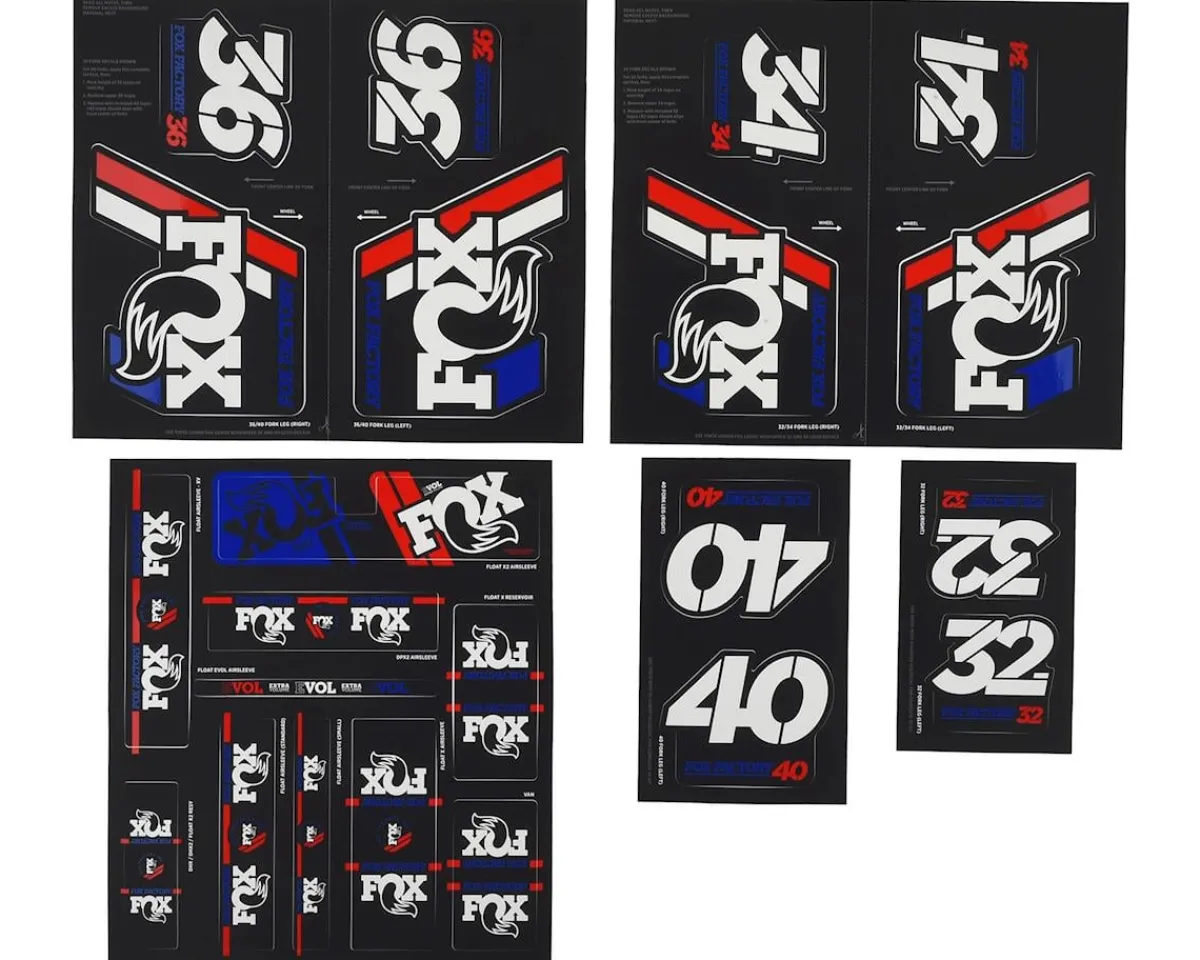 Fox Suspension Suspension|Heritage Decal Kit for Forks & Shocks (Red/White/Blue) (All Models Except Step Casts)