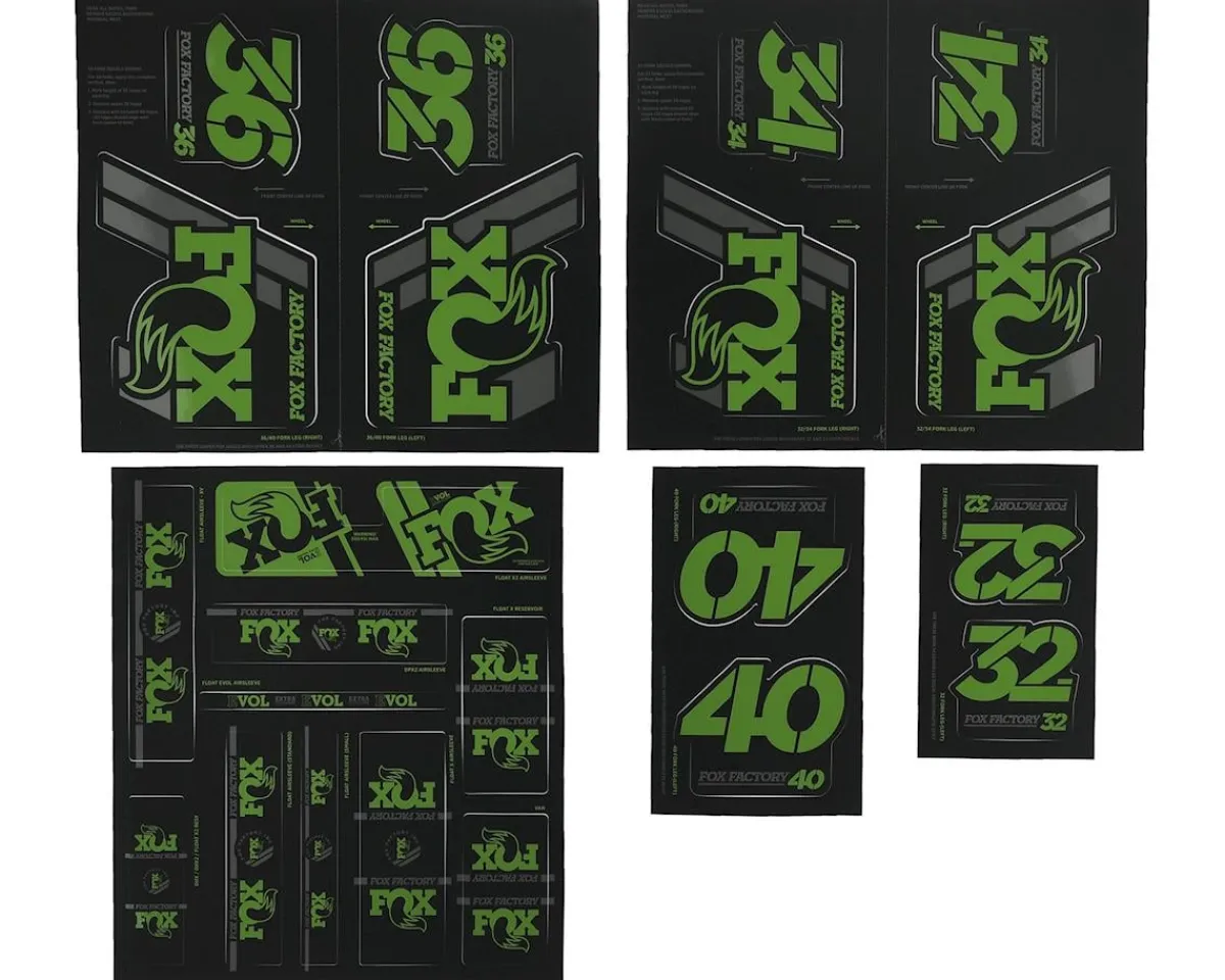 Fox Suspension Suspension|Heritage Decal Kit for Forks & Shocks (Green) (All Models Except Step Casts)