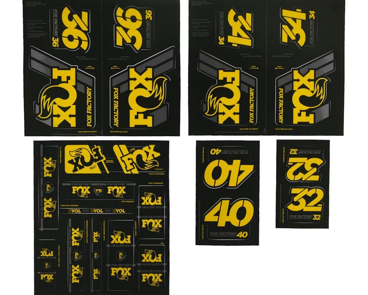 Fox Suspension Suspension|Heritage Decal Kit for Forks & Shocks (Yellow) (All Models Except Step Casts)
