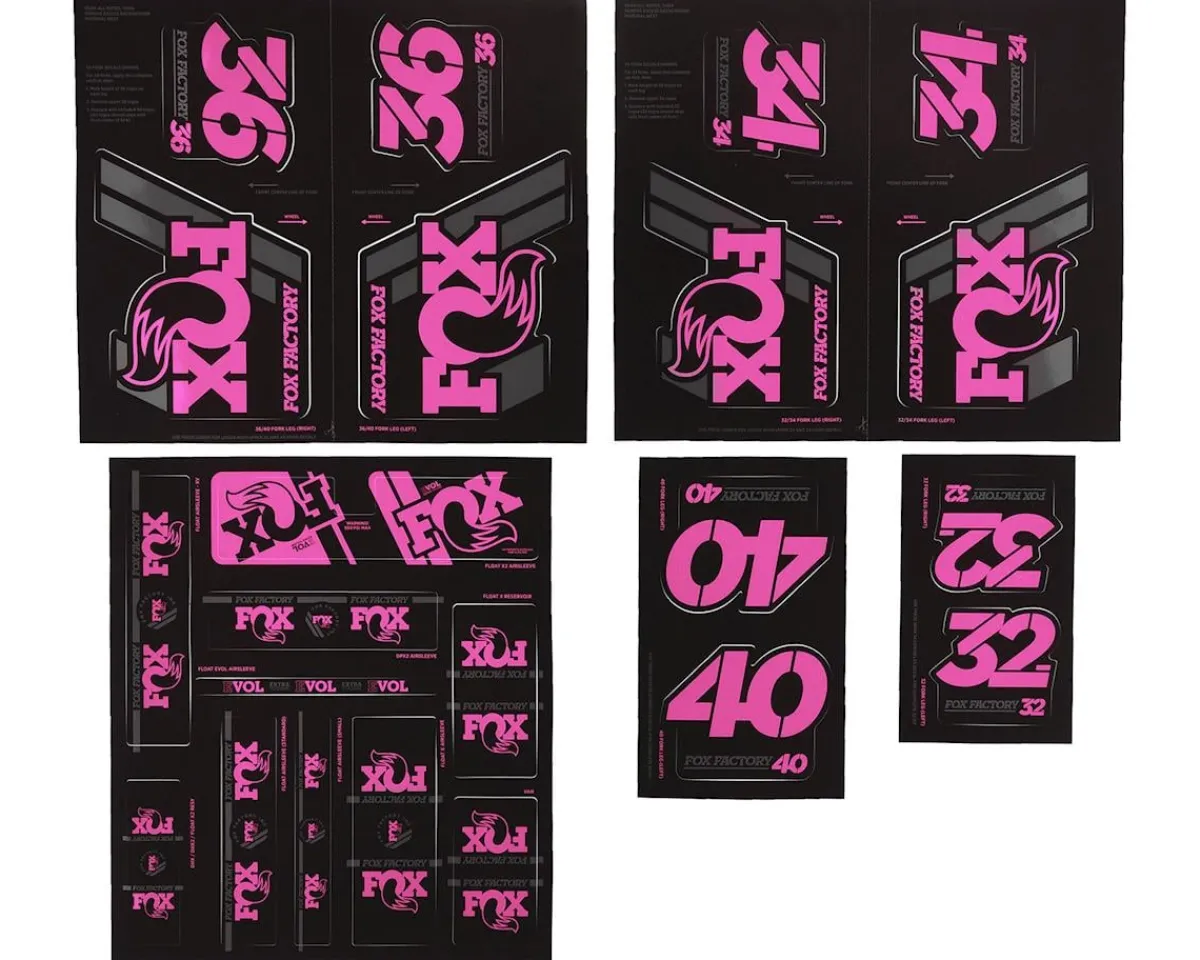 Fox Suspension Suspension|Heritage Decal Kit for Forks & Shocks (Pink) (All Models Except Step Casts)