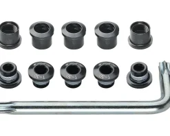 Full Speed Ahead Chainrings & Accessories|Torx T-30 Alloy Double Chainring Nut/Bolt Set w/ Tool (Black)