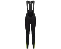 Gore Wear Women'S|High Vis & Reflective|Swiftride Thermo Bib Tights + (Black/Neon Yellow) (Women's) (L)