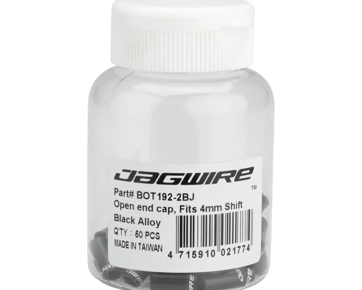 Jagwire Cables & Housing|Open Alloy End Caps (Black) (4mm) (Bottle of 50)