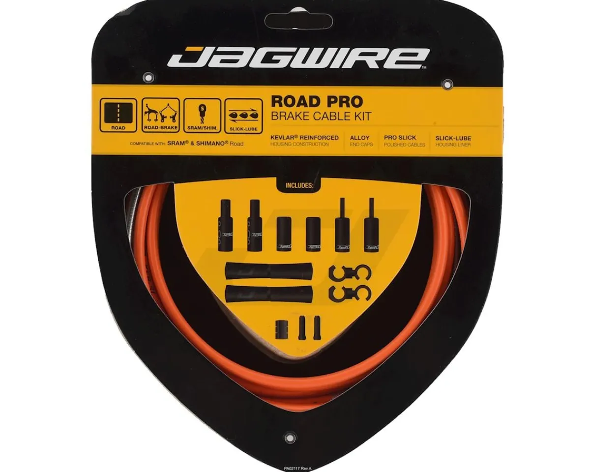 Jagwire Brakes|Cables & Housing|Road Pro Brake Cable Kit (Orange) (Stainless) (1.5mm) (1500/2800mm) (w/ Housing)
