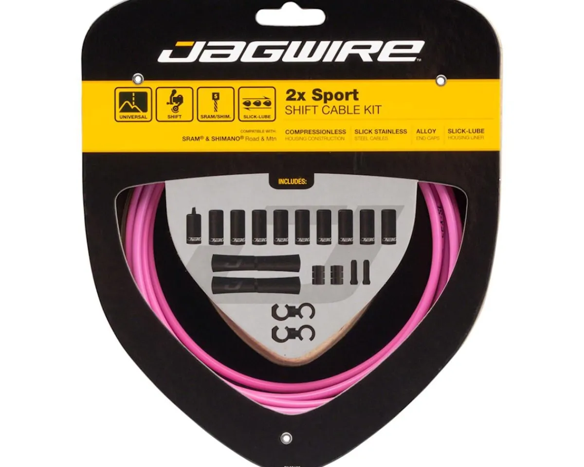 Jagwire Cables & Housing|2x Sport Shift Cable Kit (Pink) (For SRAM/Shimano) (1.1mm) (1500/2300mm) (Cables & Housing)