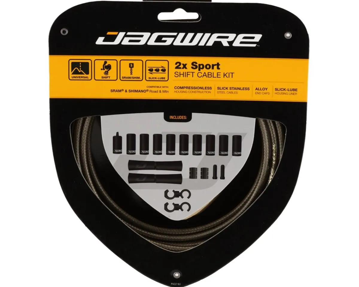 Jagwire Cables & Housing|2x Sport Shift Cable Kit (Carbon Silver) (For Shimano/SRAM) (1.1mm) (1500/2300mm) (Cables & Housing)