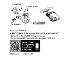 K-Edge Mounts & Handlebar Accessories|Computer Mount (Black) (Trek Madone/Emonda Gen 7) (Wahoo Insert)