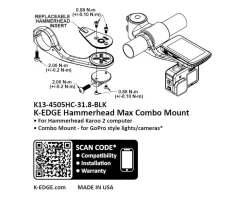 K-Edge Bike Computers|Mounts & Handlebar Accessories|Hammerhead Karoo Max XL Combo Mount (Black Anodized) (31.8mm) (w/ GoPro Mount)