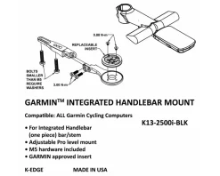 K-Edge Mounts & Handlebar Accessories|Integrated Handlebar System Computer Mount (Black) (Garmin Insert)