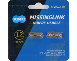 KMC Chains & Accessories|MissingLink 12 (Gold) (12 Speed) (2-Pack) (Non-Reusable)