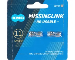 KMC Chains & Accessories|Reusable Missing Link Chain Link (Silver) (11 Speed) (2 Pairs)