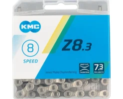 KMC Chains & Accessories|Z8.3 Nickle-Plated Chain (Silver/Grey) (6-8 Speed) (116 Links) (Shimano HG)