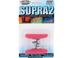 Kool Stop Brakes|Supra 2 Brake Pads (Pink) (1 Pair) (All-Weather Compound) (Threaded)