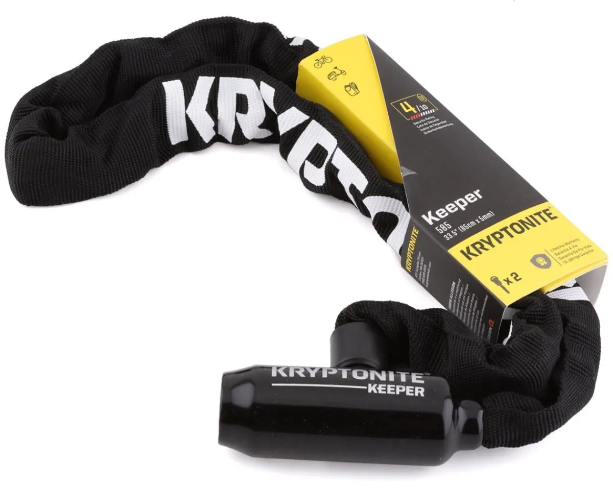 Kryptonite Bike Locks|Keeper 585 Integrated Chain Lock (Black) (2.8'/85cm) (Keyed)