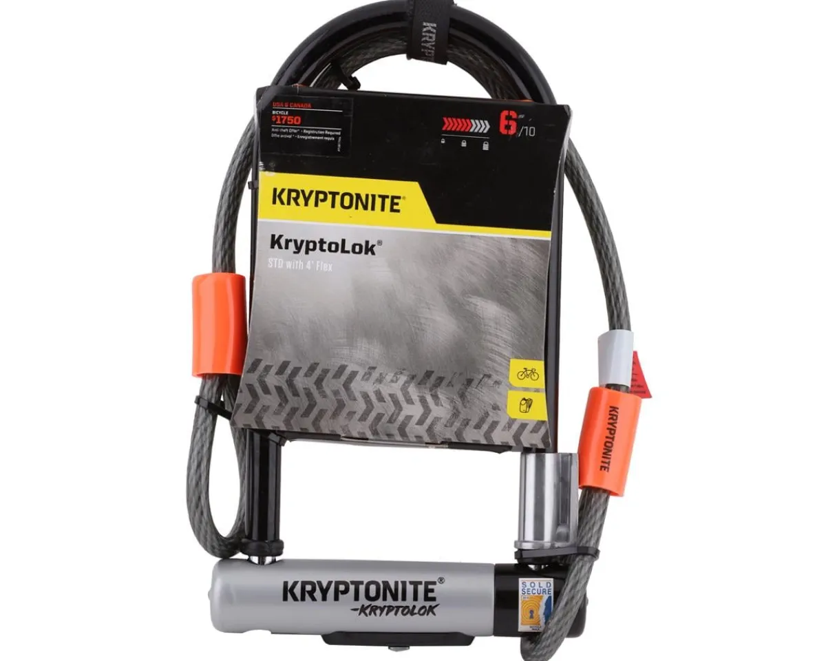 Kryptonite Holiday Shopping|Bike Locks|KryptoLok STD U-Lock with 4' Flex Cable and Bracket