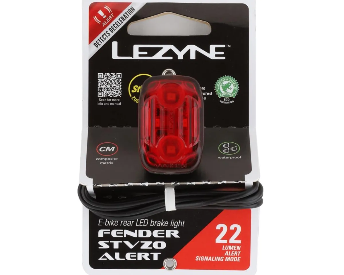 Lezyne E-Bike Parts|Bike Lights|E-Bike Fender STVZO Alert Tail Light (Black) (22 Lumens)