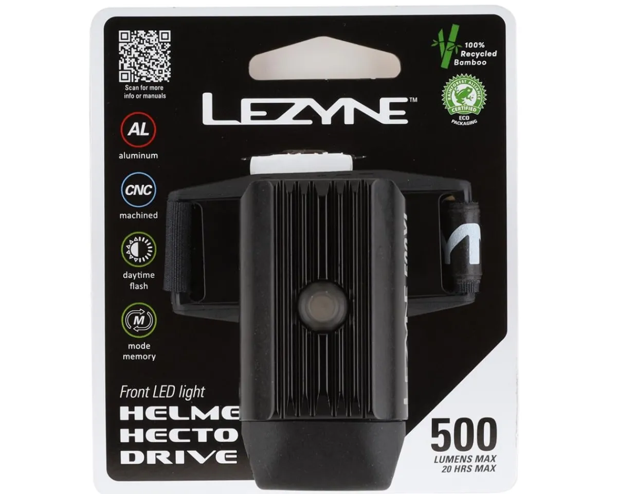 Lezyne Bike Lights|Hecto Drive 500XL Helmet Mount Headlight (Black) (500 Lumens)