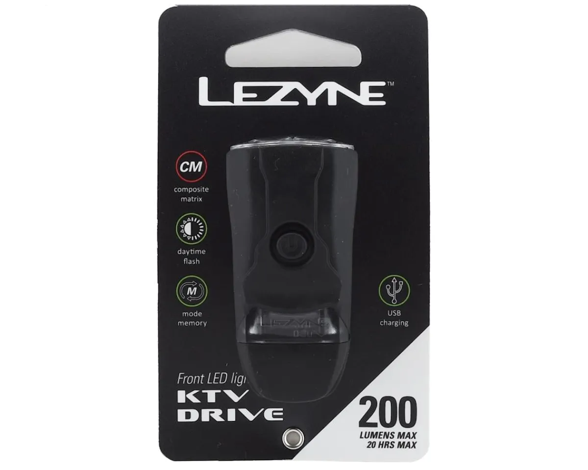 Lezyne Bike Lights|KTV Drive LED Headlight (Black) (200 Lumens)