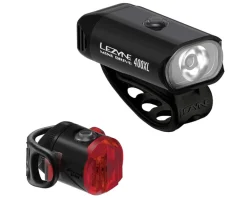 Lezyne Bike Lights|Mini Drive 400XL/Femto USB-C Drive Headlight & Tail Light Set (Black) (400/15 Lumens)