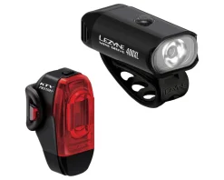 Lezyne Bike Lights|Mini Drive 400XL/KTV Drive Pro+ Headlight/Tail Light Set (Black)