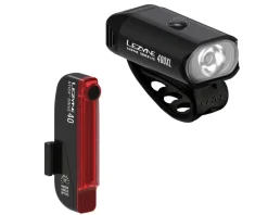 Lezyne Bike Lights|Mini Drive 400XL/Stick + Drive Headlight & Tail Light Set (Black) (400/40 Lumens)