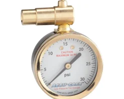 Meiser Pumps & Co2|Pumps & Co2|Presta-Valve Dial Gauge w/ Pressure Relief (30psi)