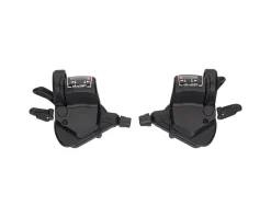 Microshift Shifters|Mezzo TS39 Thumb-Tap Trigger Shifters (Black) (Pair) (3 x 7 Speed) (Shimano Compatible)