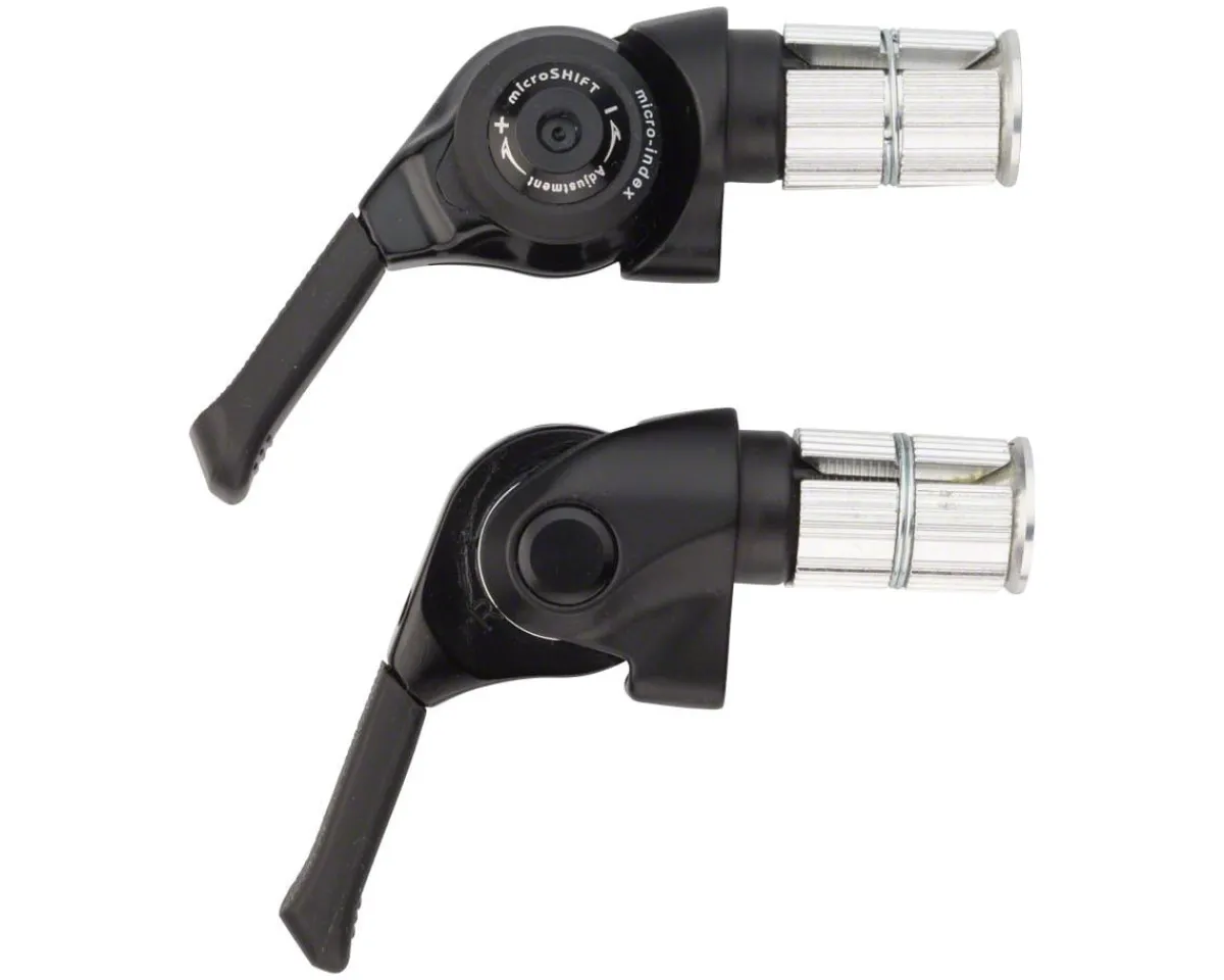 Microshift Shifters|Mountain Bar End Shifter Set (Black) (Pair) (2/3 x 10 Speed) (Shimano Compatible)