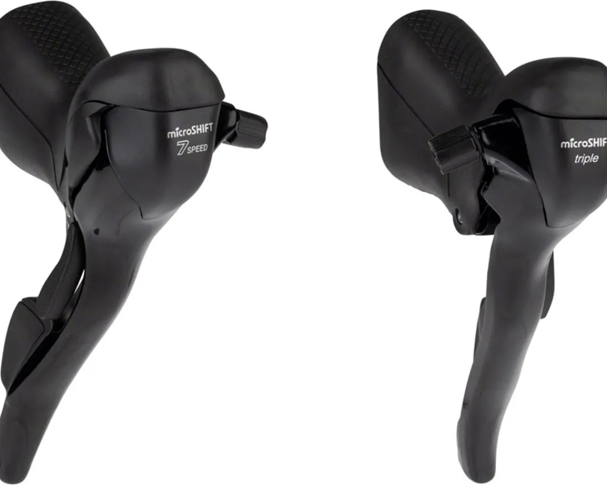Microshift Brakes|Shifters|R7 Drop Bar Brake/Shifter Levers (Black) (Pair) (3 x 7 Speed) (Standard Reach) (Shimano Compatible)