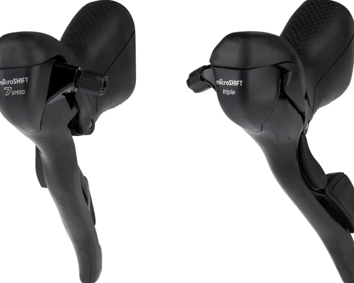 Microshift Brakes|Shifters|R7 Drop Bar Brake/Shifter Levers (Black) (Pair) (3 x 7 Speed) (Standard Reach) (Shimano Compatible)