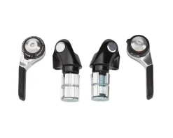 Microshift Shifters|Road/Mountain Bar End Shifters (Silver/Black) (Pair) (2/3 x 9 Speed) (Shimano Compatible)