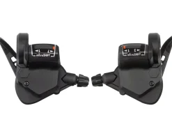 Microshift Shifters|TS38 Thumb-Tap Shifter (Black) (Pair) (3 x 7 Speed) (w/ Optical Gear Indicator) (Shimano Compatible)