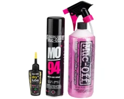Muc-Off Cleaning Supplies|Bike Care Kit (Wash, Protect & Lube) (w/ Dry Conditions Chain Oil)