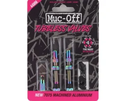 Muc-Off Tubeless Tire Tools|Tubeless Accessories|V2 Tubeless Presta Valves (Iridescent) (Pair) (44mm)