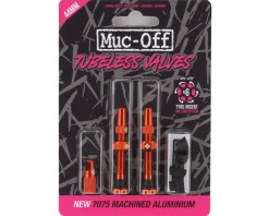 Muc-Off Tubeless Tire Tools|Tubeless Accessories|V2 Tubeless Presta Valves (Orange) (Pair) (44mm)